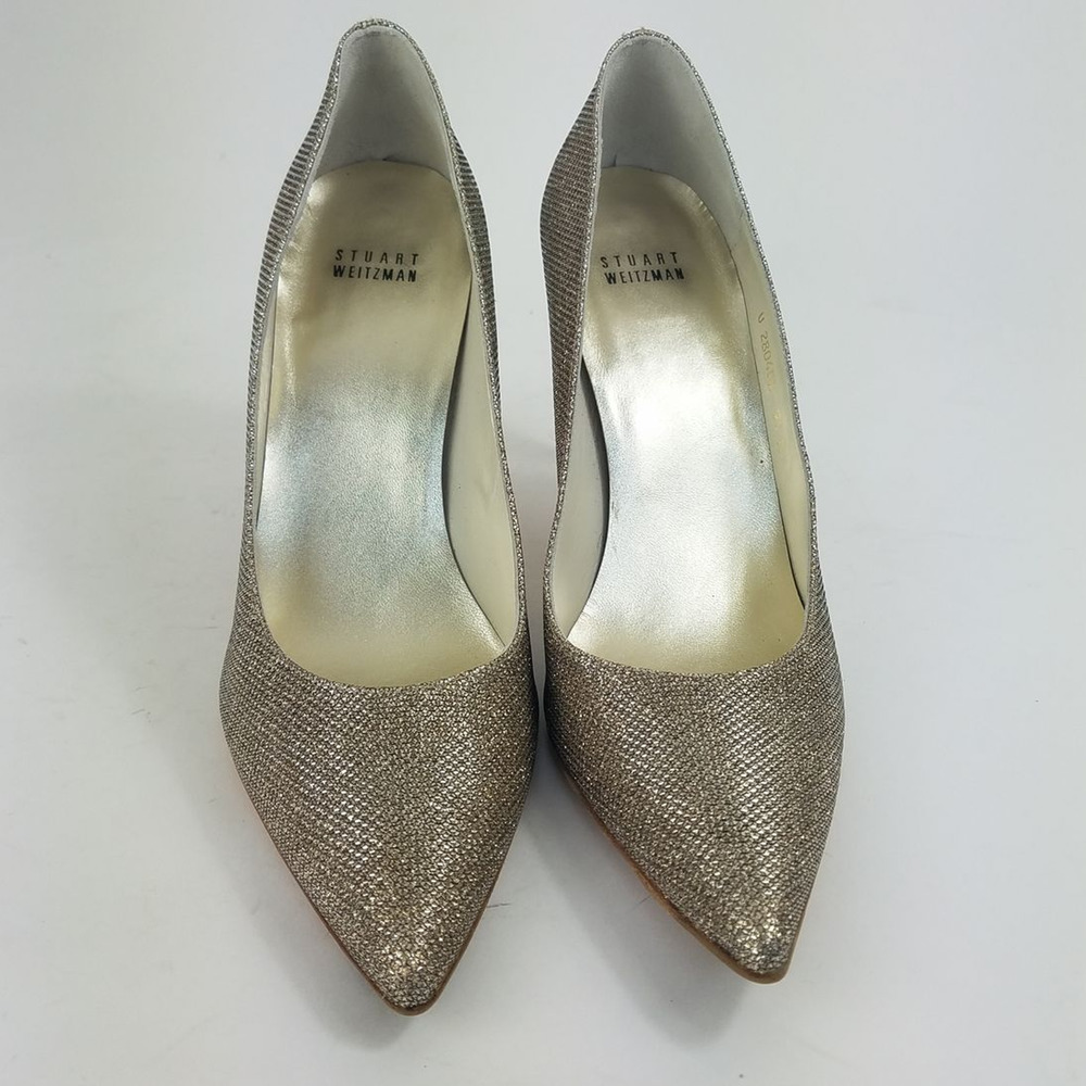 Stuart Weitzman Metallic Glitter Pointed Toe Pumps - image 4